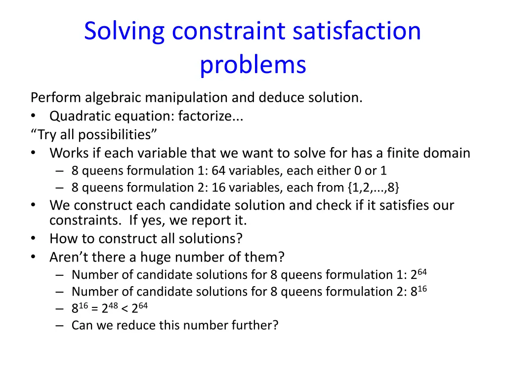 solving constraint satisfaction problems