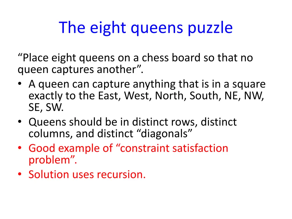 the eight queens puzzle