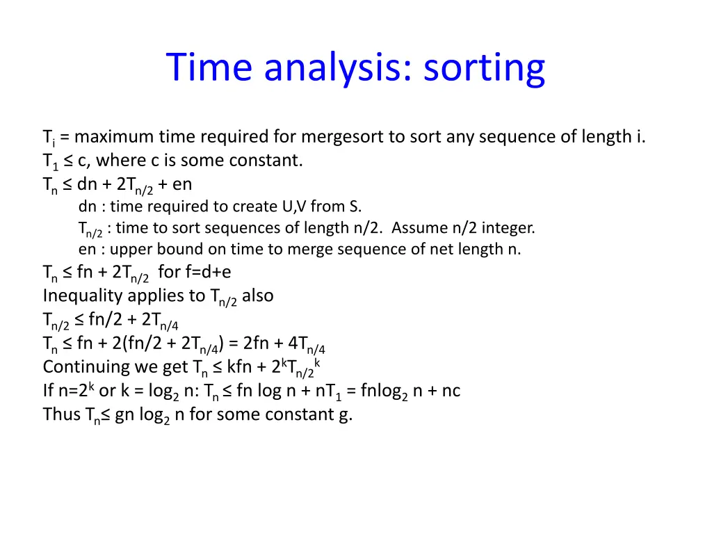 time analysis sorting