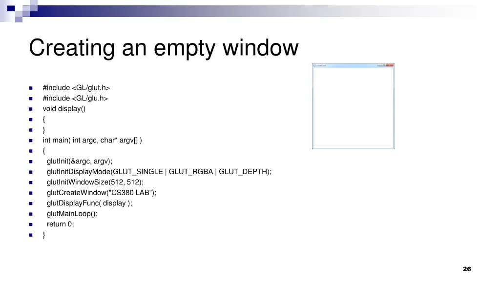 creating an empty window