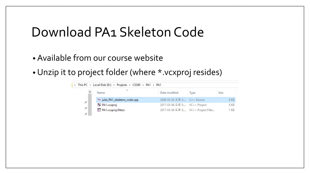 download pa1 skeleton code