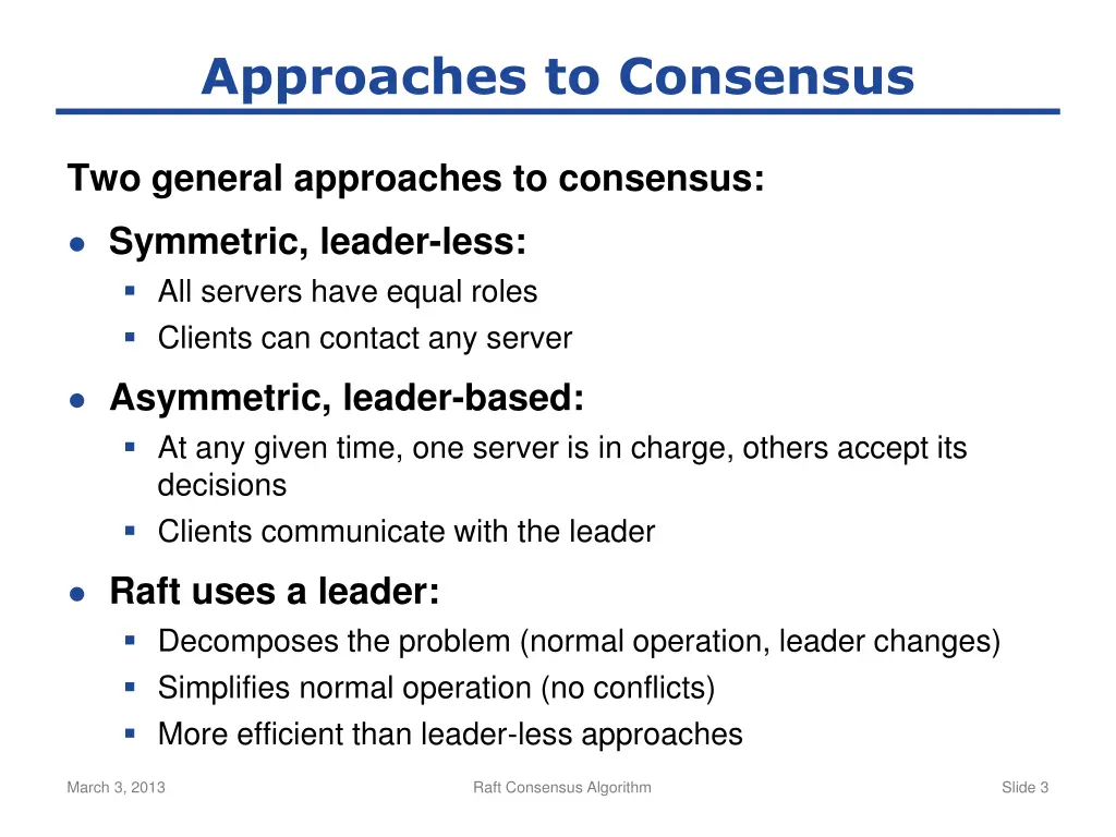 approaches to consensus