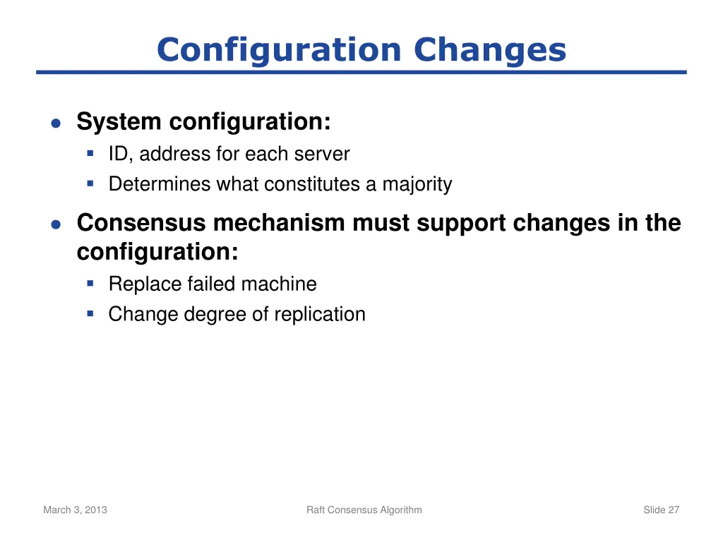 configuration changes