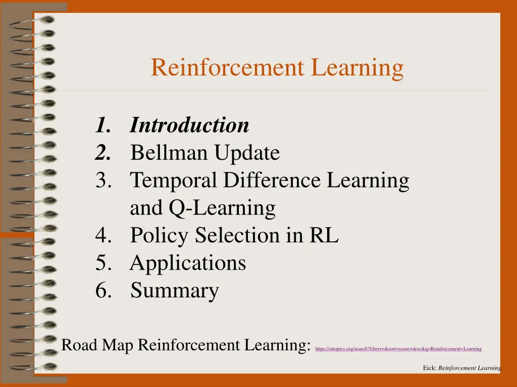 eick reinforcement learning 1