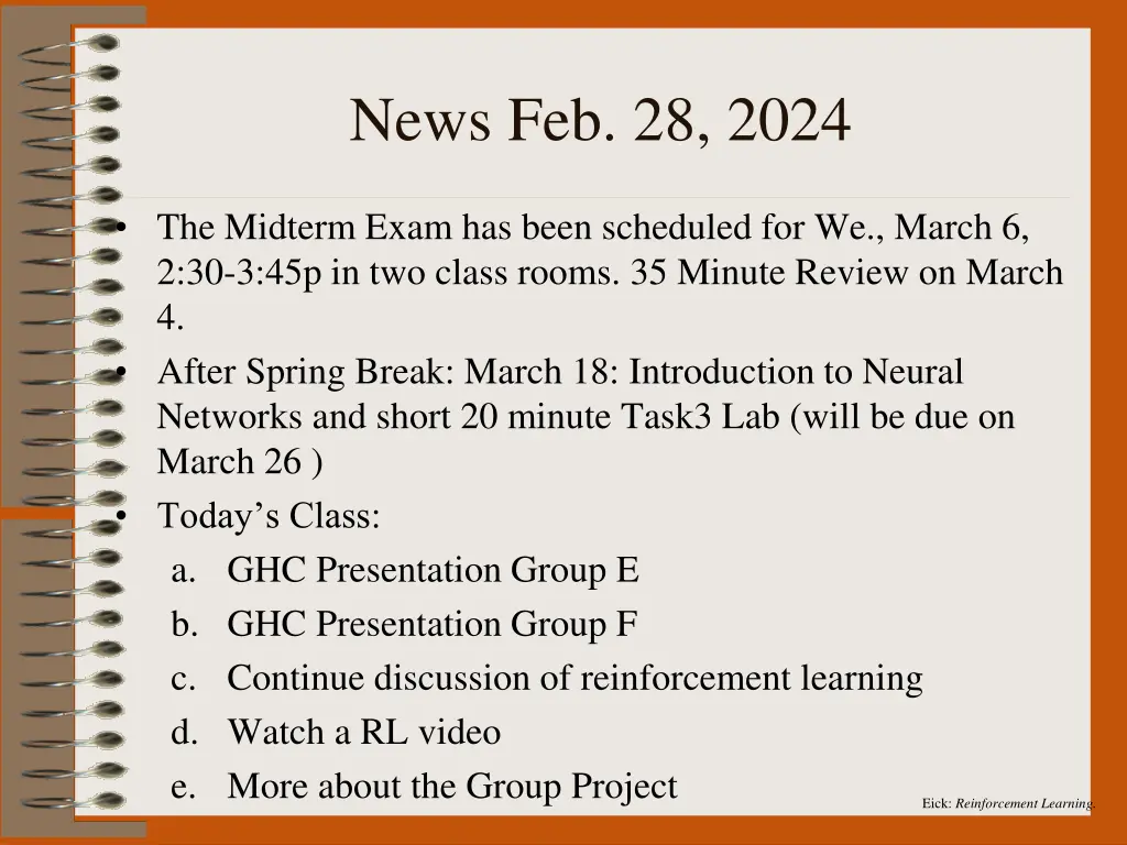 eick reinforcement learning 11