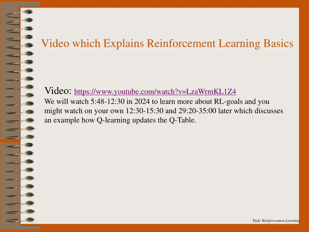 eick reinforcement learning 13