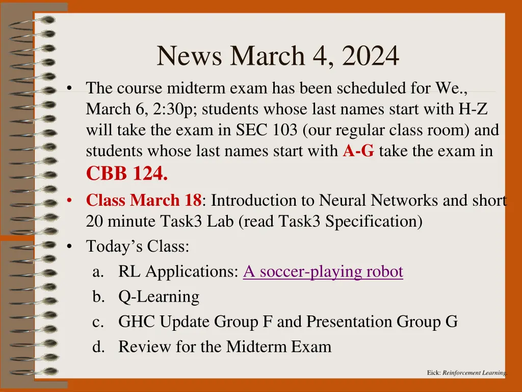 eick reinforcement learning 19