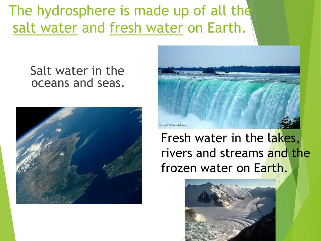 the hydrosphere is made up of all the salt water