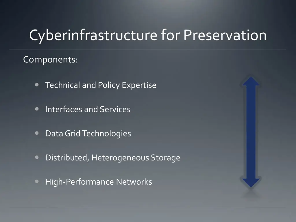 cyberinfrastructure for preservation