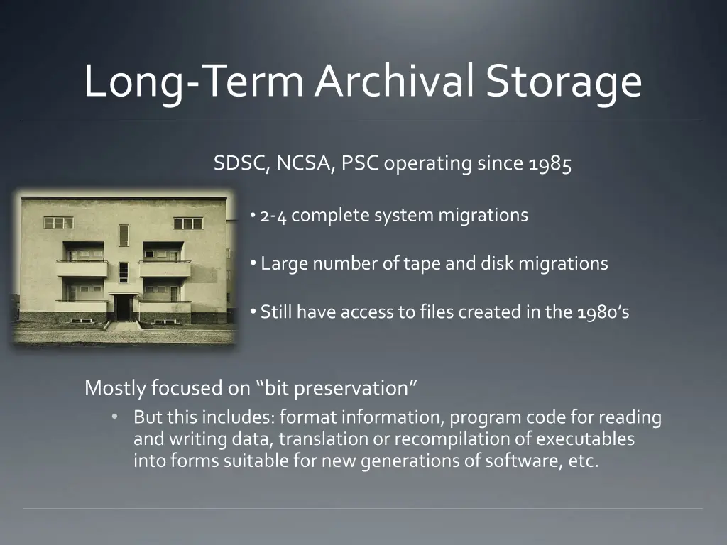 long term archival storage