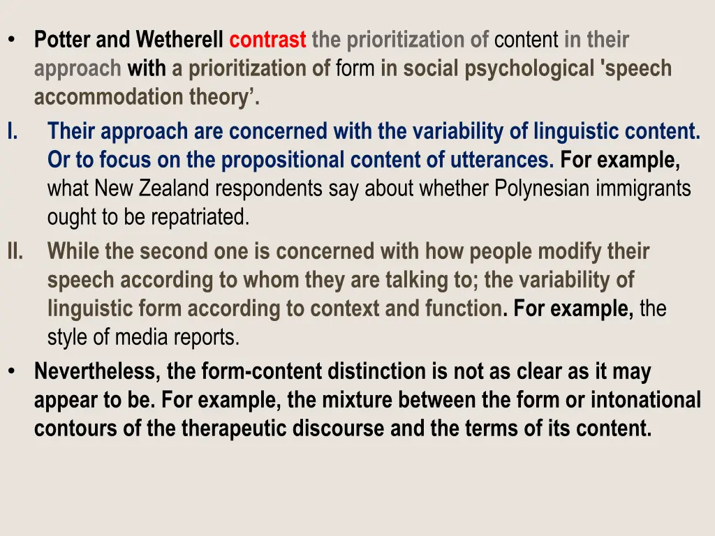 potter and wetherell contrast the prioritization