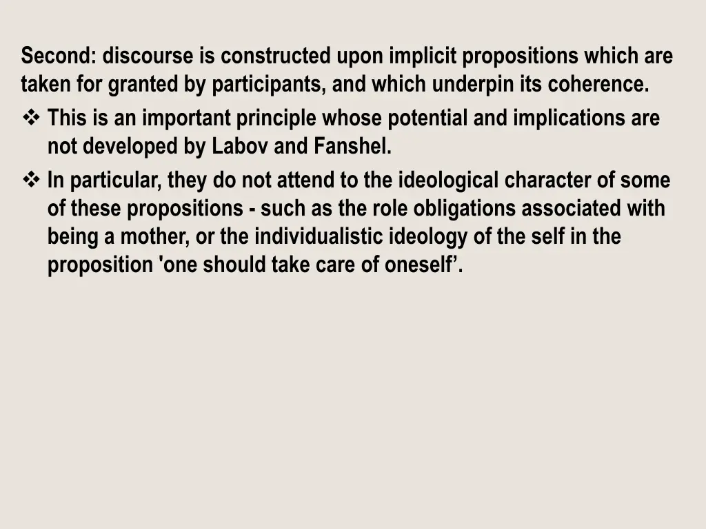 second discourse is constructed upon implicit