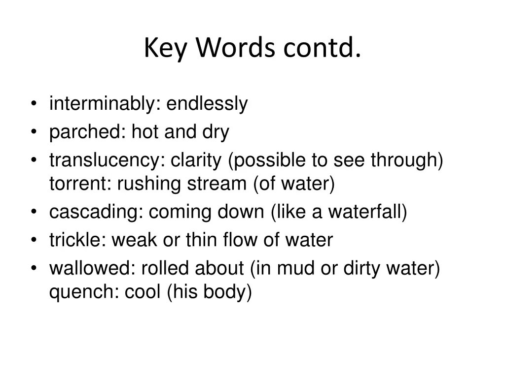 key words contd