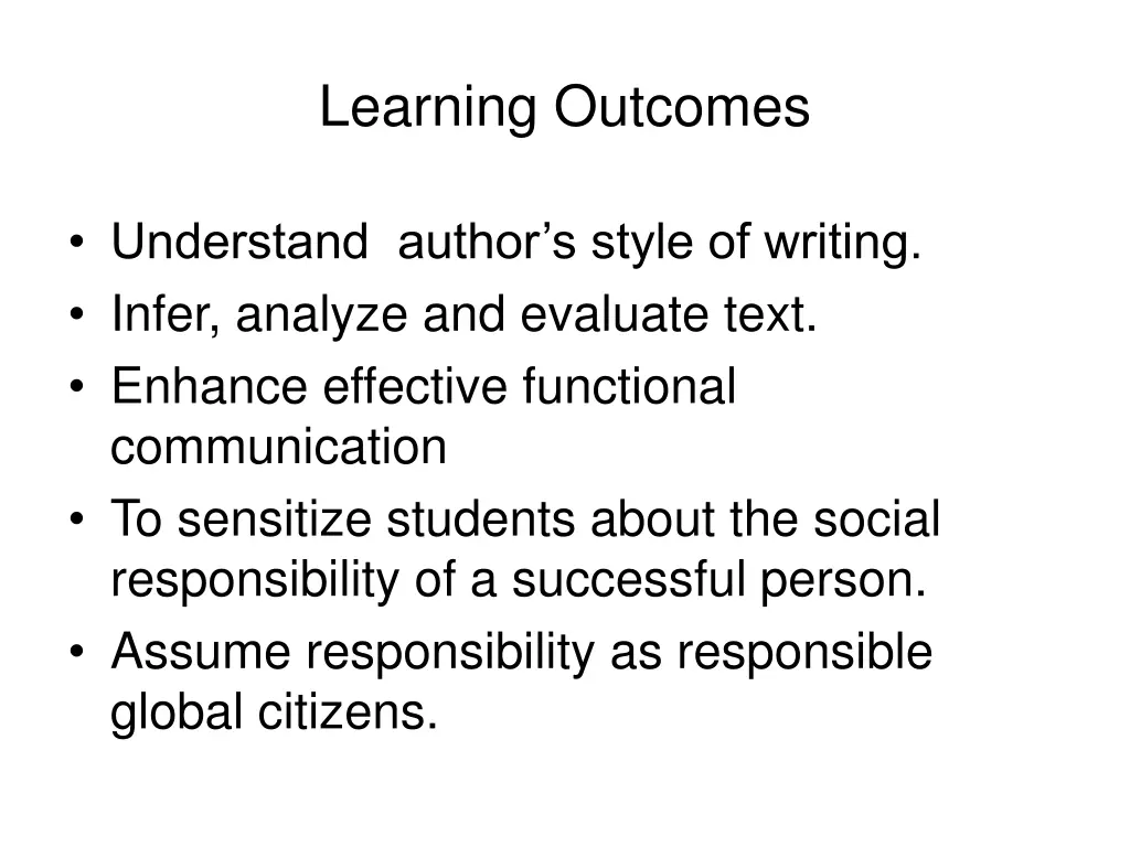 learning outcomes