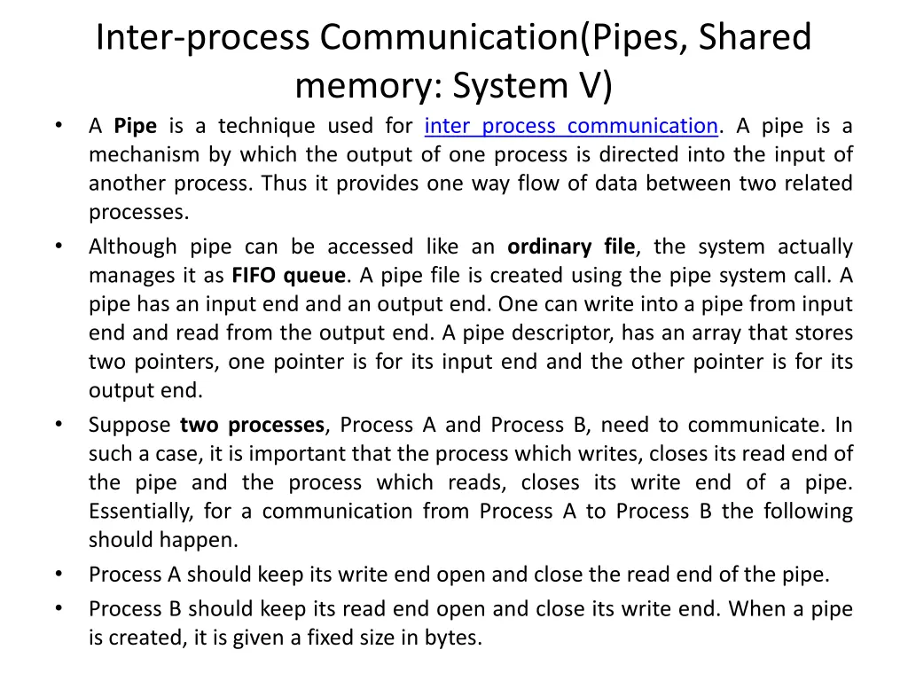 inter process communication pipes shared memory