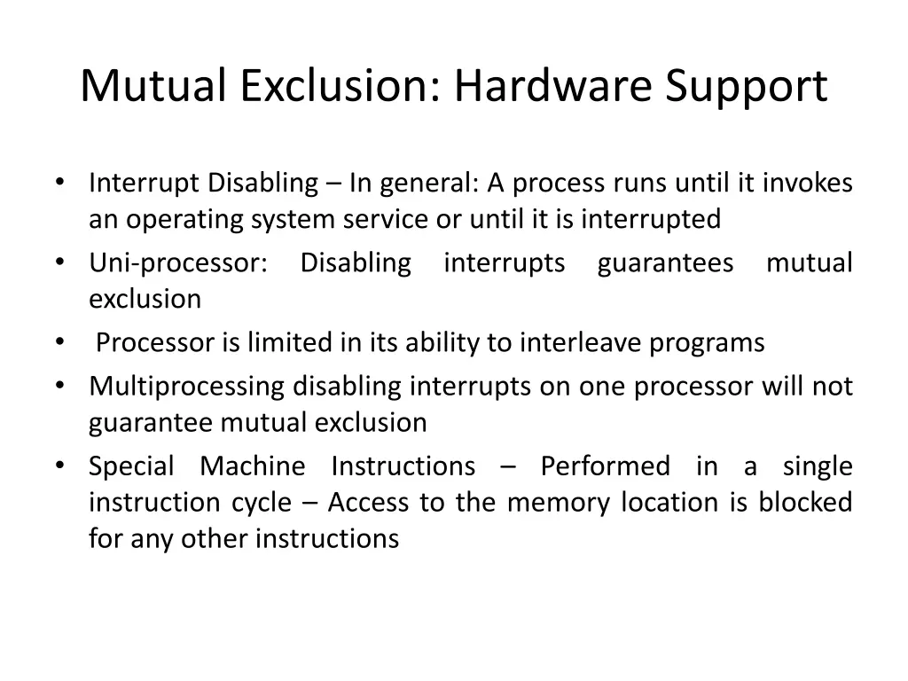 mutual exclusion hardware support