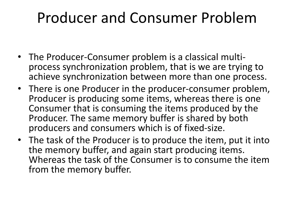 producer and consumer problem