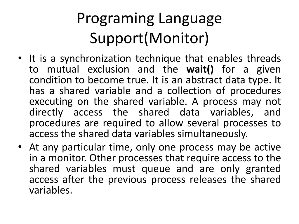 programing language support monitor