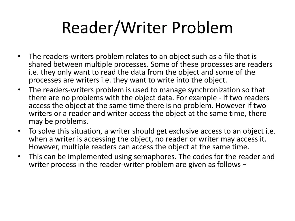 reader writer problem