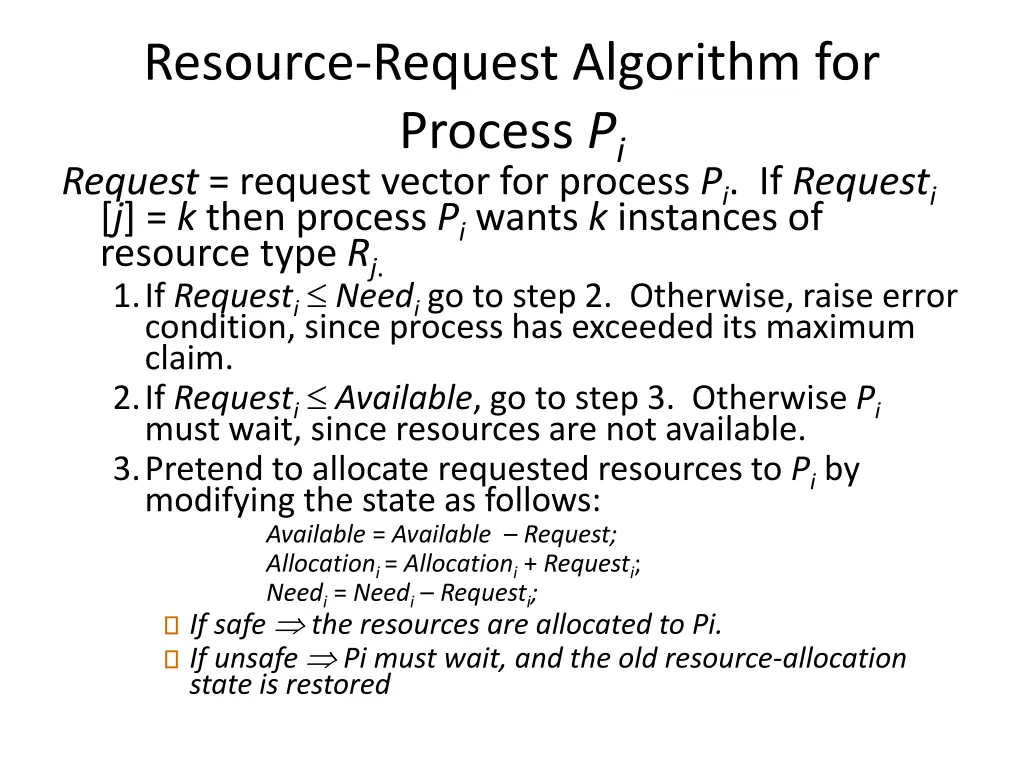 resource request algorithm for process