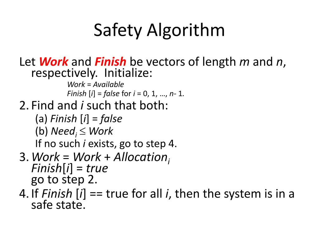 safety algorithm