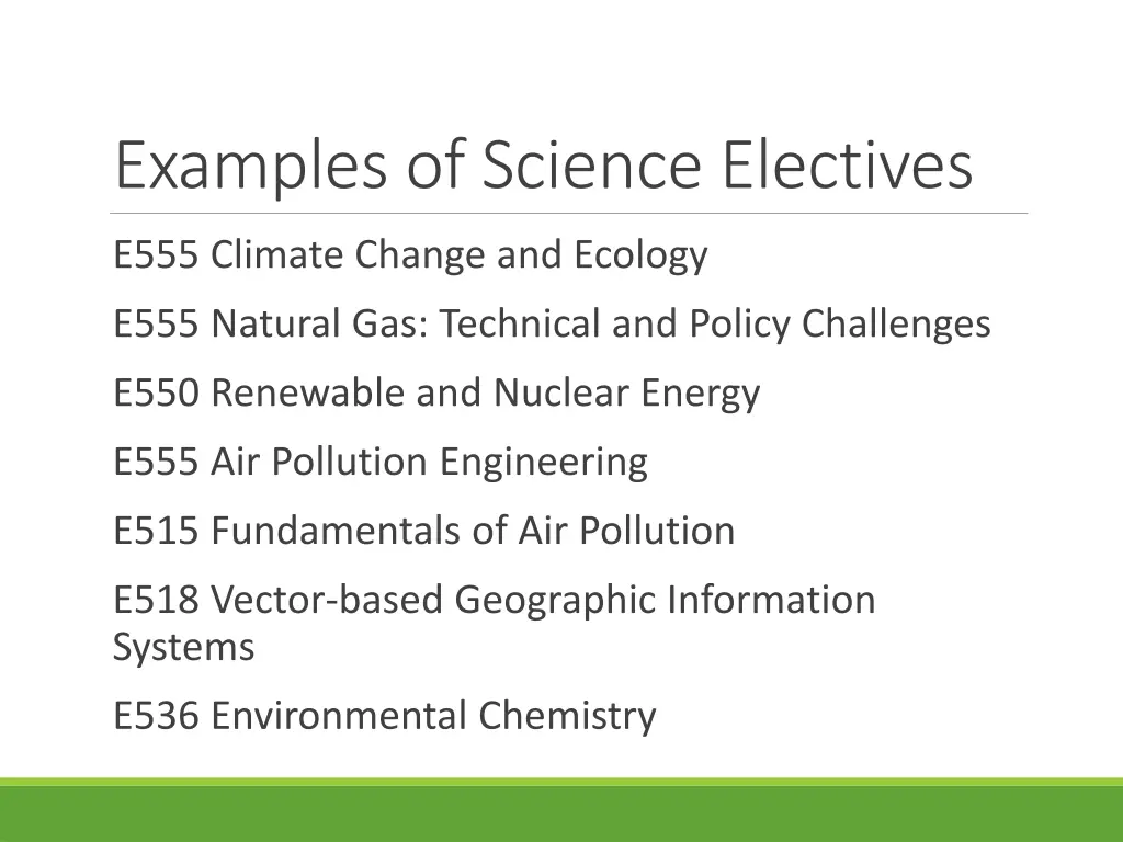 examples of science electives