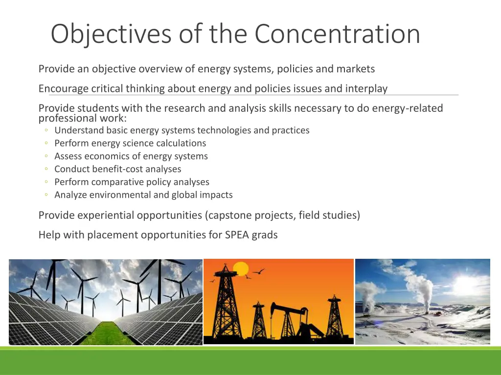 objectives of the concentration