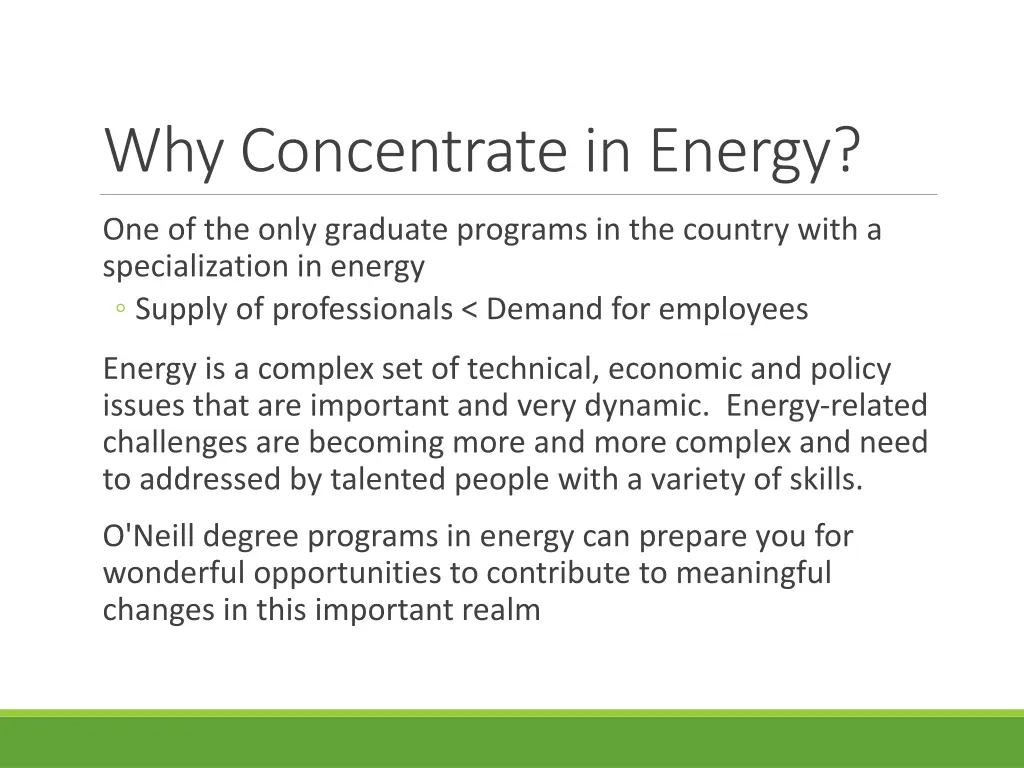 why concentrate in energy