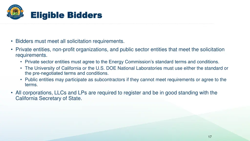 eligible bidders eligible bidders