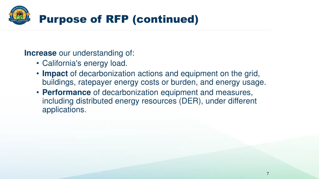 purpose of rfp continued