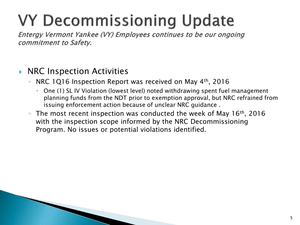 nrc inspection activities nrc 1q16 inspection