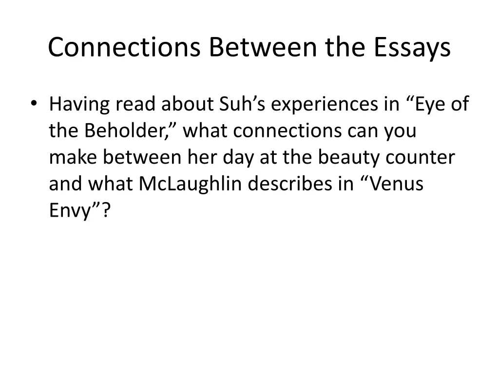 connections between the essays