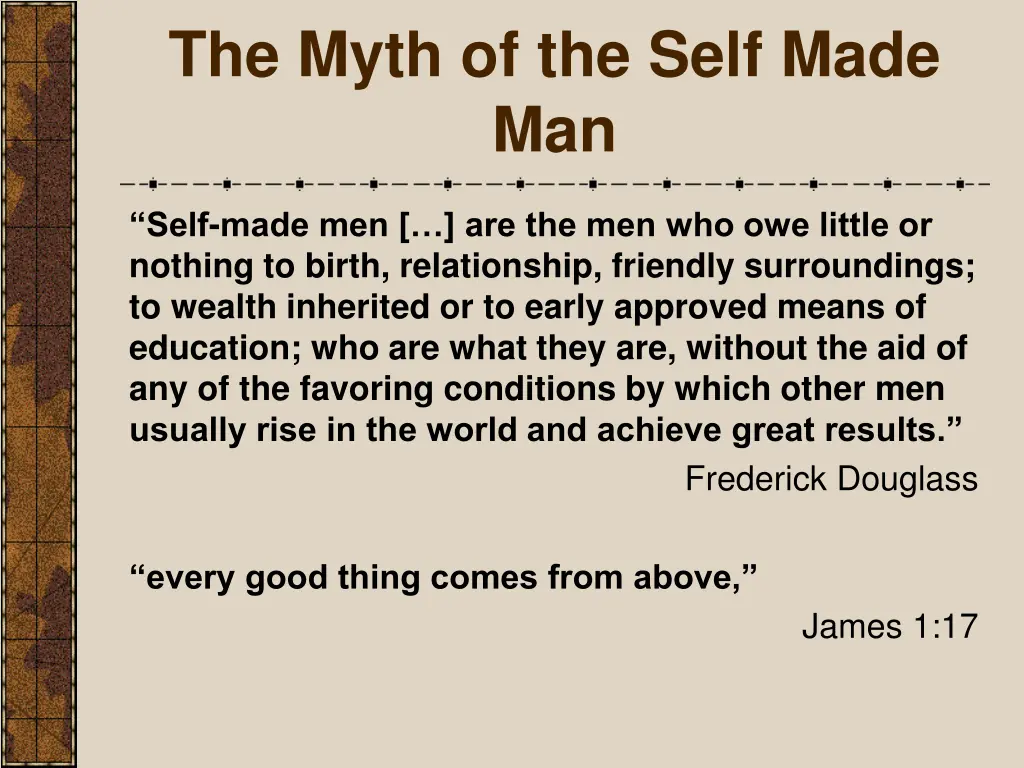 the myth of the self made man