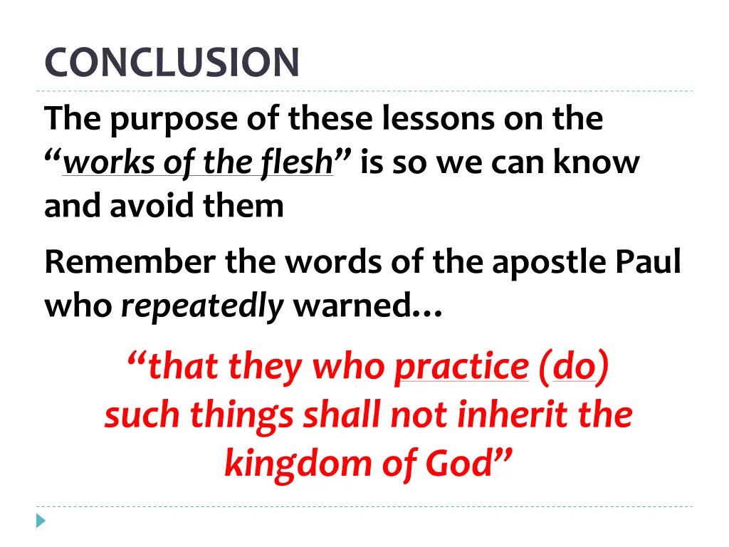 conclusion the purpose of these lessons