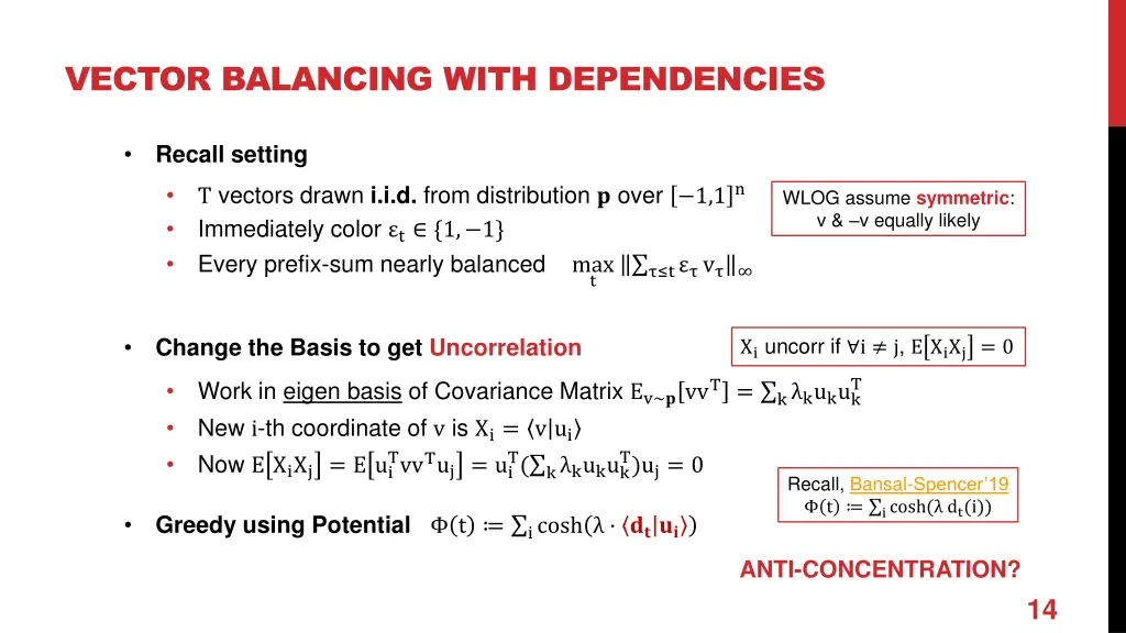 vector balancing with dependencies