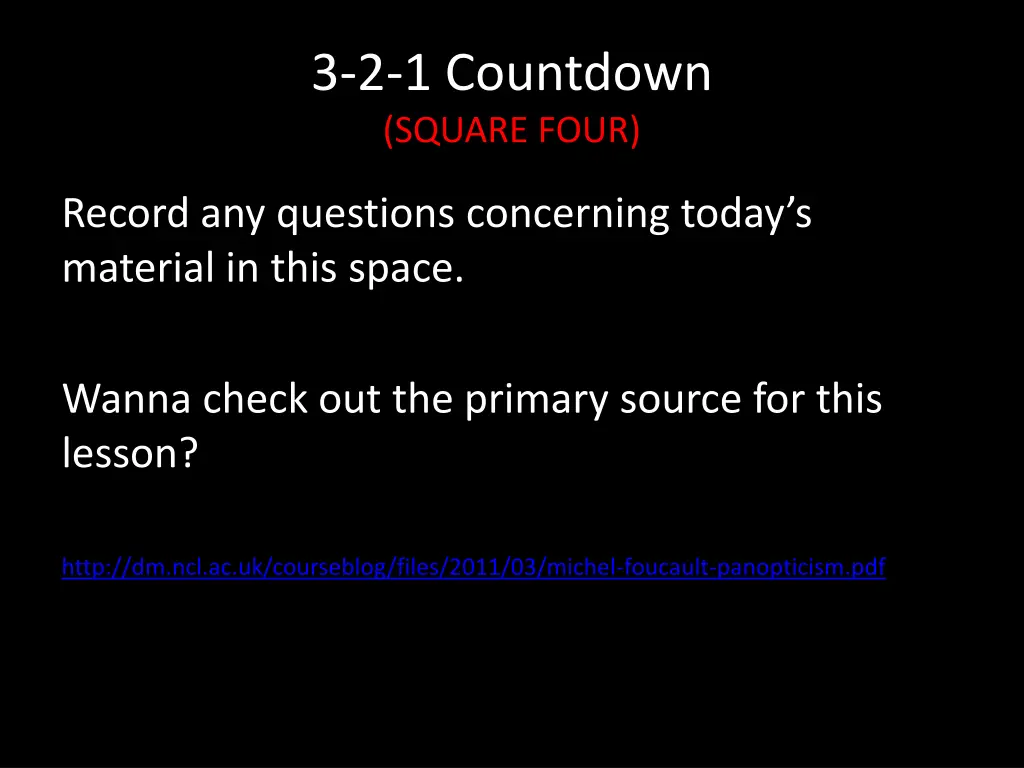 3 2 1 countdown square four