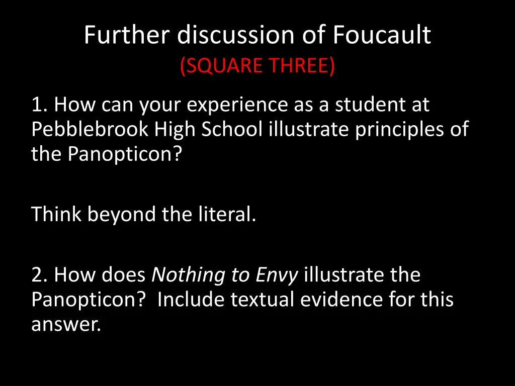 further discussion of foucault square three