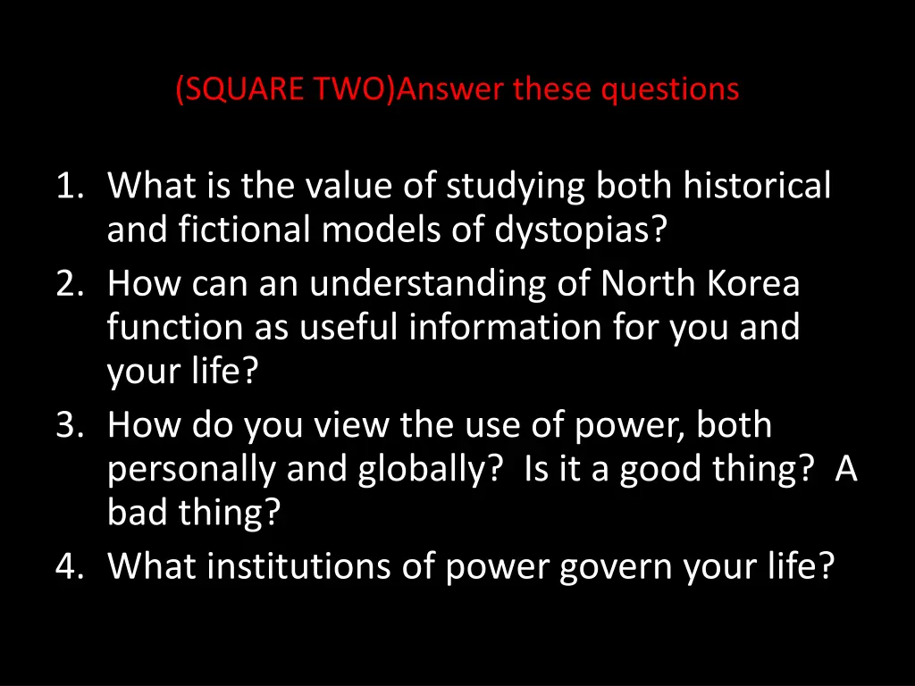 square two answer these questions