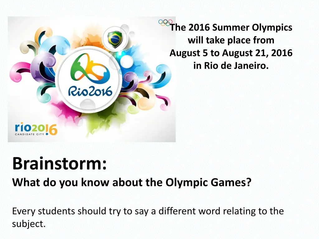 the 2016 summer olympics will take place from