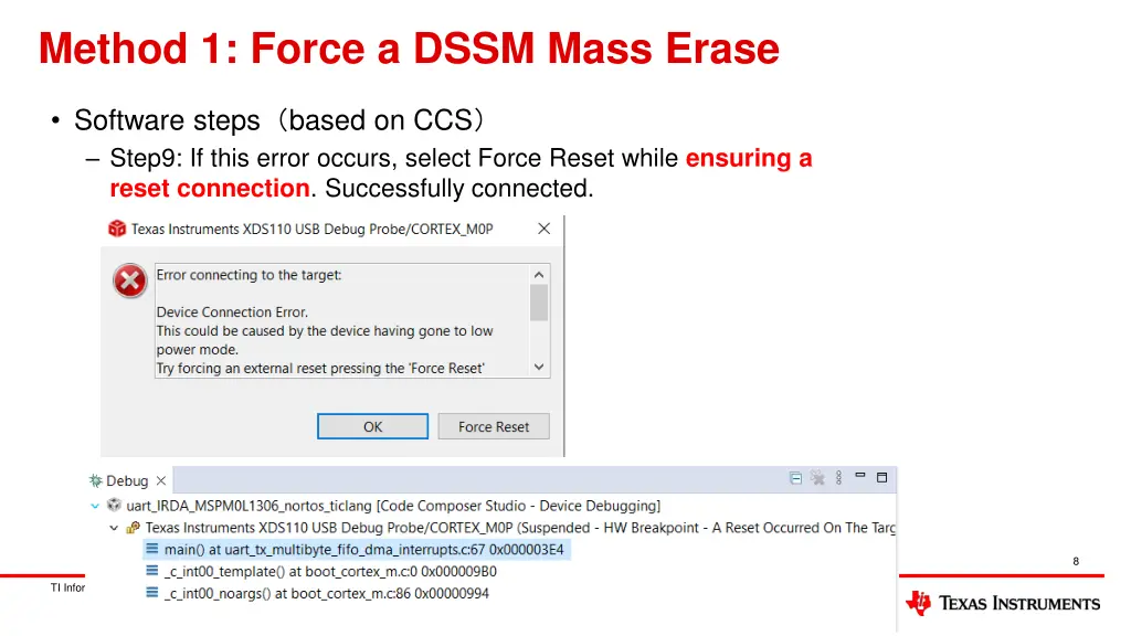 method 1 force a dssm mass erase 2