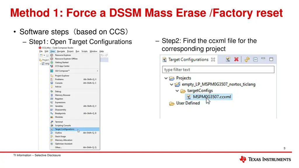 method 1 force a dssm mass erase factory reset 1