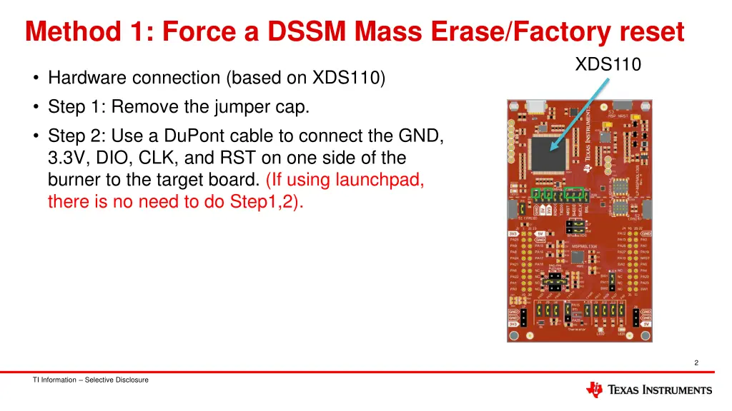 method 1 force a dssm mass erase factory reset