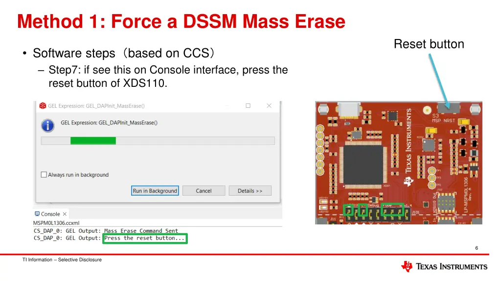 method 1 force a dssm mass erase