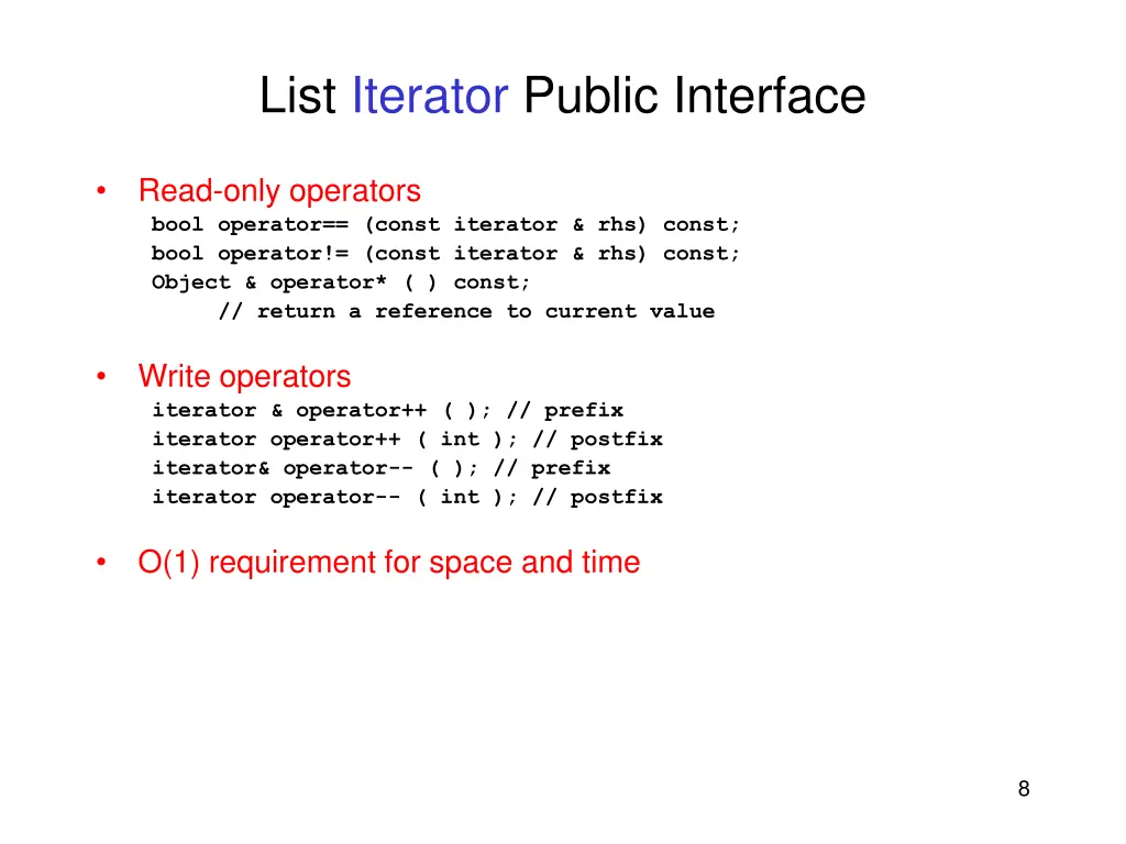 list iterator public interface