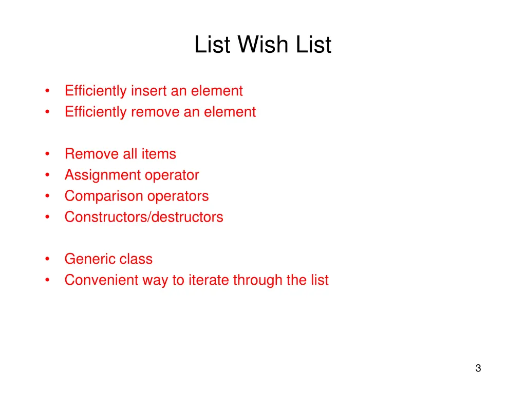 list wish list