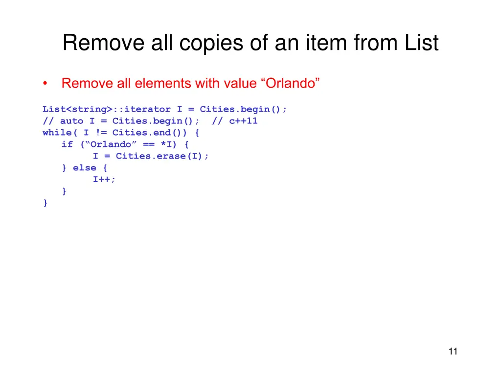 remove all copies of an item from list
