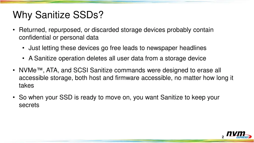 why sanitize ssds