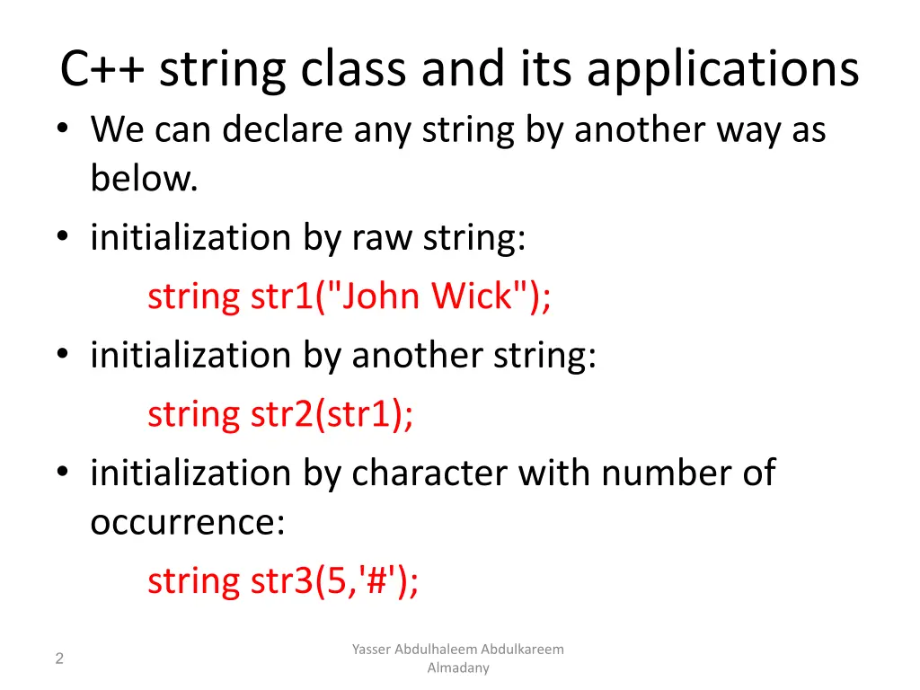 c string class and its applications