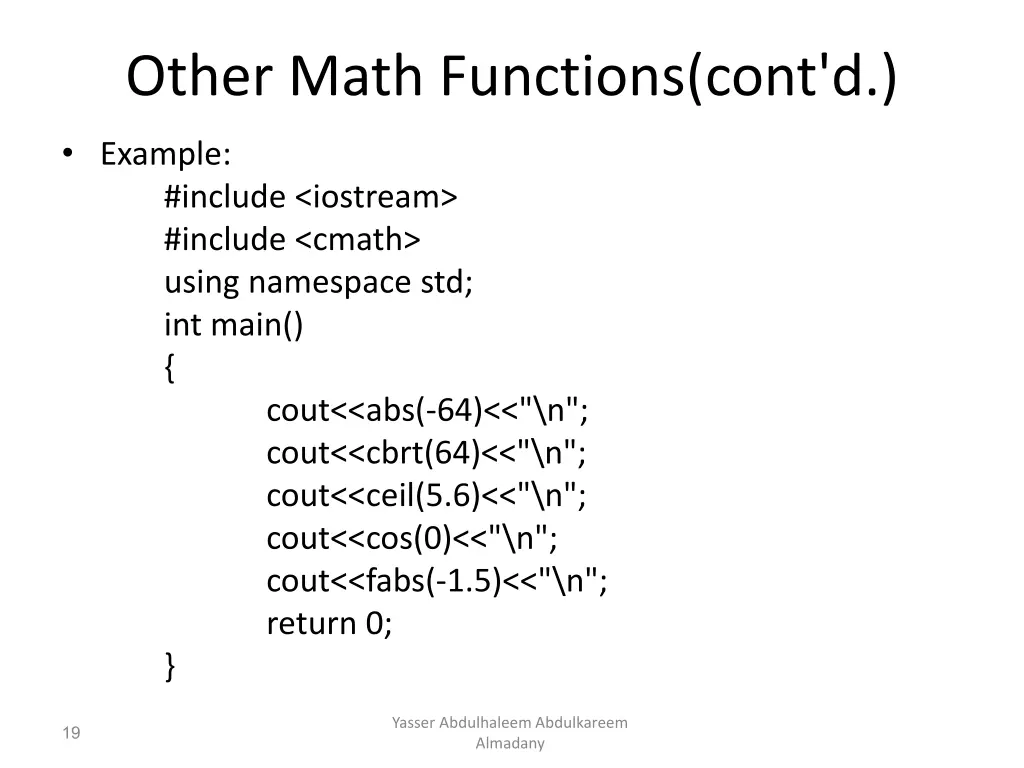 other math functions cont d 1