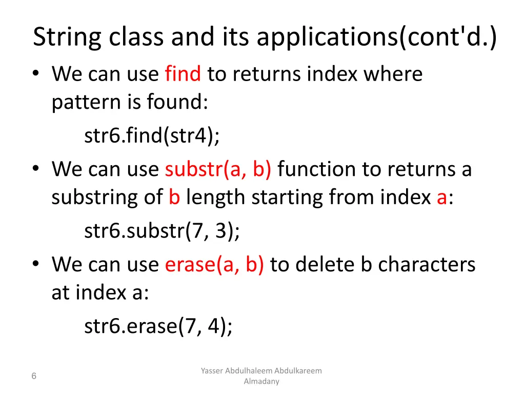 string class and its applications cont 2